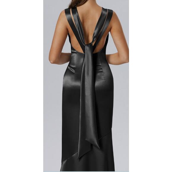 AW BRIDAL 6 S black Celestia bridesmaid formal gala prom maxi dress NEW B68 - Picture 1 of 9